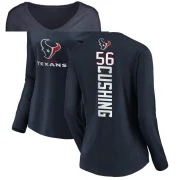 Brian Cushing Women's Houston Texans Backer Slim Fit Long Sleeve T-Shirt - Navy