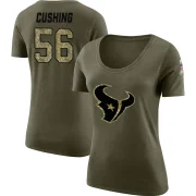 Brian Cushing Women's Houston Texans Salute to Service Scoop Neck T-Shirt Olive