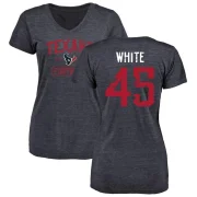 Devin White Women's Houston Texans Navy Distressed V-Neck T-Shirt White